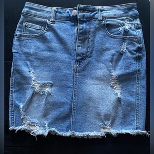 Denim light medium wash high waisted skirt